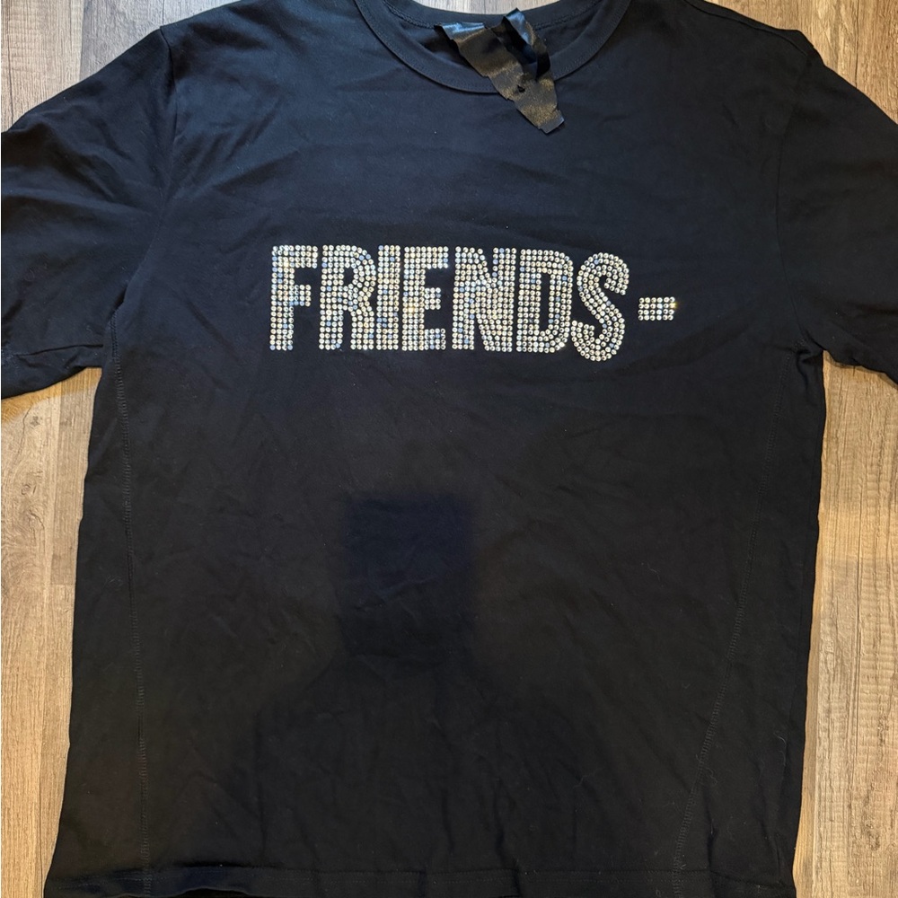 Vlone Black T-Shirt with Rhinestone 'FRIENDS' Design 100% authentic xxl